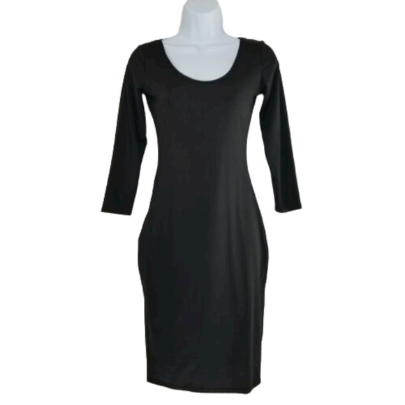 Vestidos Little Black Dress Small Long Sleeve Form Fitting Stretch Bodycon New - Picture 1 of 5
